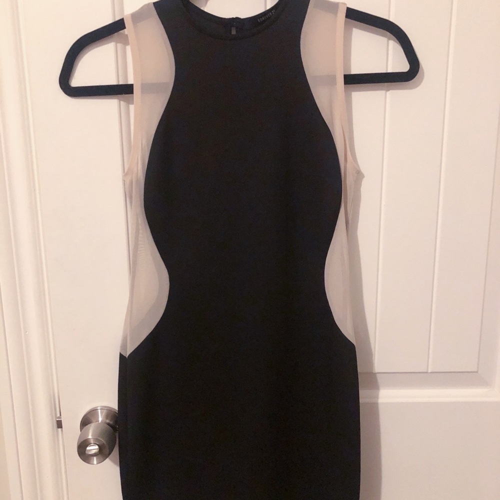 Black and mesh bodycon dress